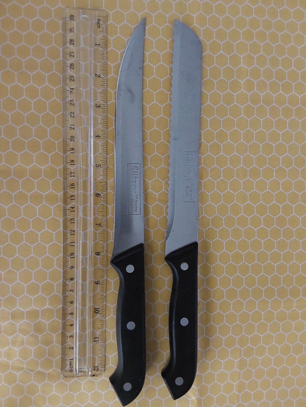 Slitzer 2 kitchen prep knives Rostfrei Stainless Straight and Serrated